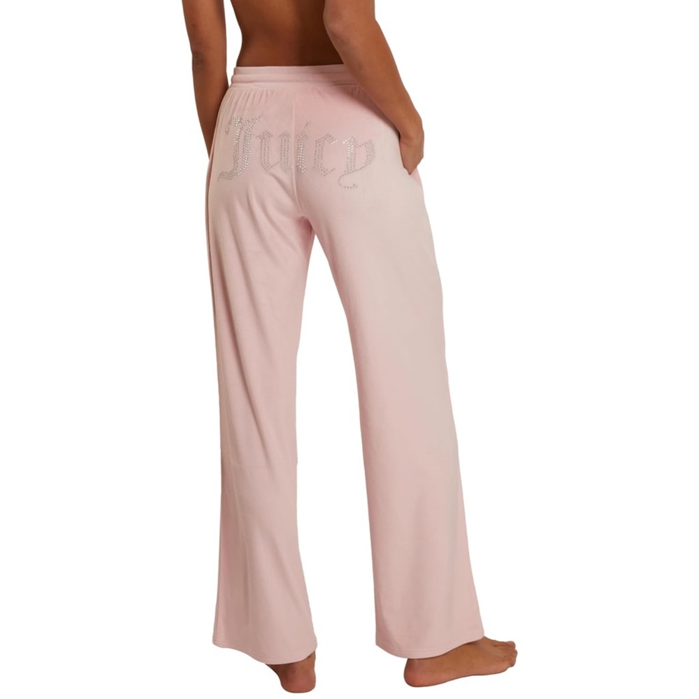 Juicy Couture Women's Velvet Fleece Lounge Pajama Pant with Rhinestones